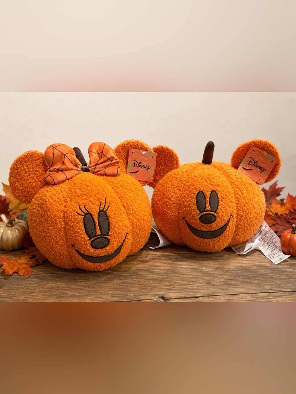 Disney Orange Mickey & Minnie Plush Set Pumpkin Headband Set with Bow